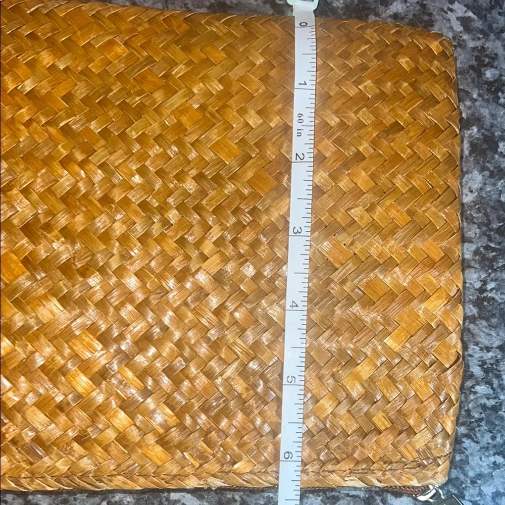 Sun N Sand Rattan Woven Tan Clutch‎ Wristlet with beading